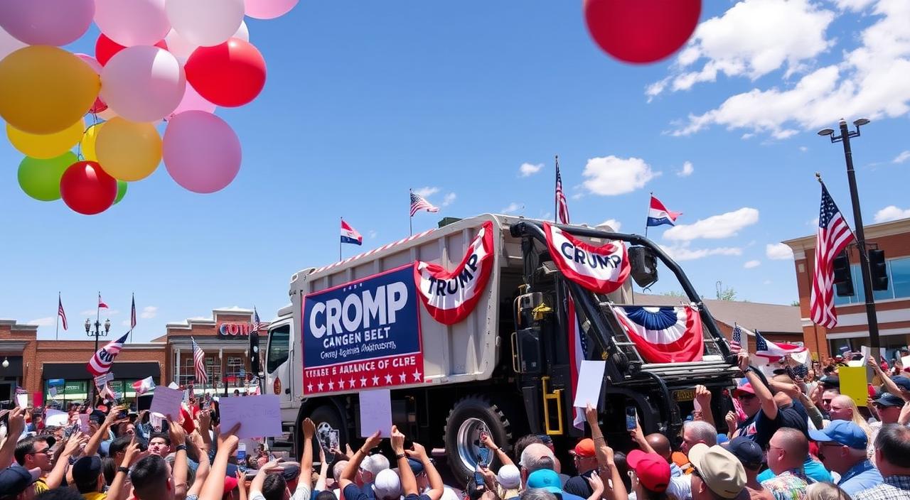 2024 election updates Trump rides to rally in marked garbage truck